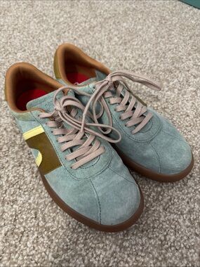 Camper Women's Suede Sneakers in Sage Green, Brown, Yellow
